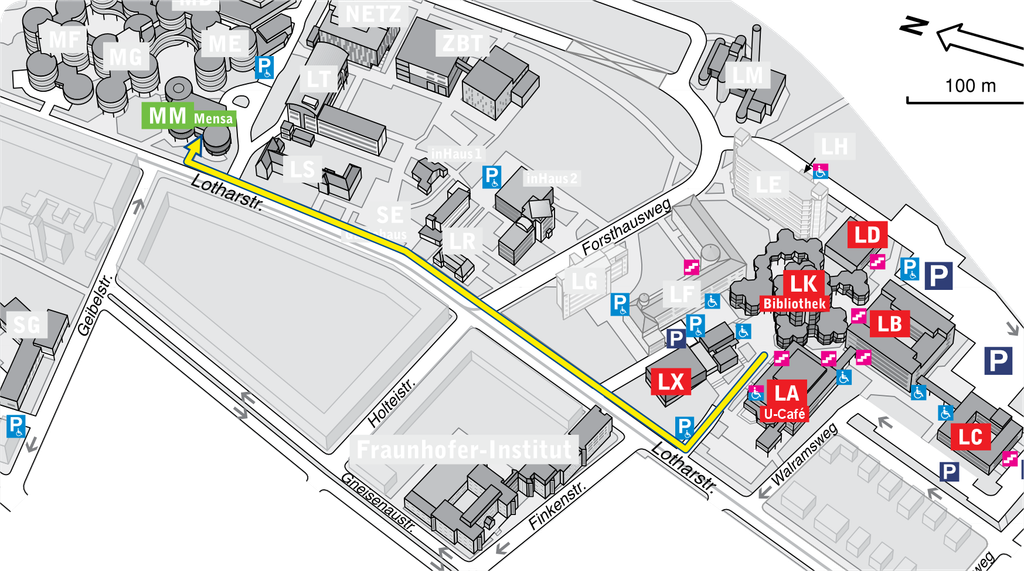 Route to mensa from conference location